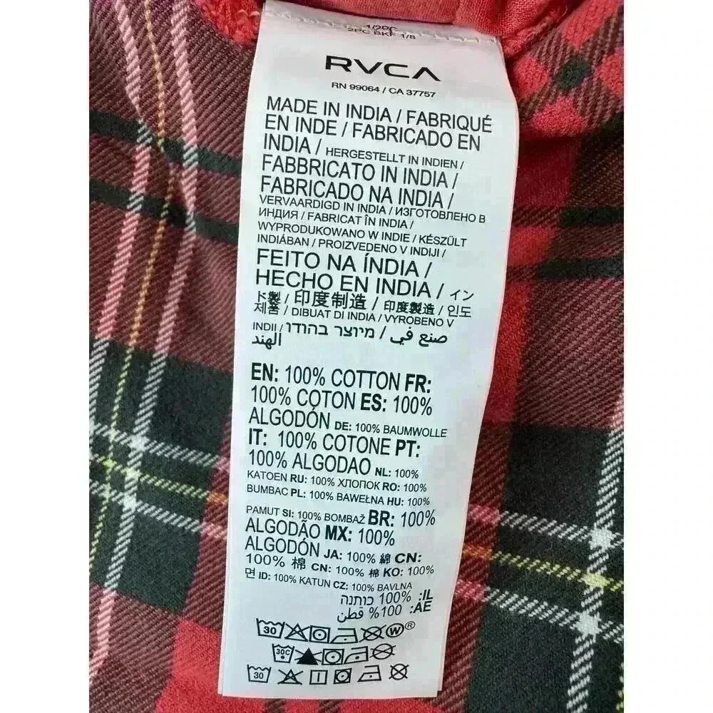 RVCA x Stella Maxwell NWT Women’s Ramone Pants Size 29 Red Plaid Punk Grunge Emo - Picture 16 of 16